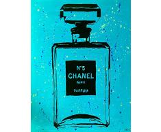 Buyartforless Leinwandbild, Motiv Paris London New York Mailand, 61 x 32 cm, Rosa