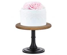 Nuptio Tortenständer aus Holz mit schwarzem mattem Metallboden, 20,3 cm runder Cupcake-Halter, für Hochzeit, Geburtstag, Party, Podest 8 schwarz