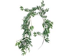 Supla 5,7-Füße Kunststoff-Hängende Girlande Blätter Vines Zweige Fake Seide Willow, Weiden pflanzenblättern in Grün für Hochzeit Decor Jungle Party Supplies Greenery Kronen Kranz