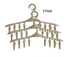 suowo tragbar Clip Kleiderbügel hinzufügen auf Wäsche Trocknen platzsparend Stuff Organizer Storage Travel drehbar aus Kunststoff 8 Clips 3 Pack khaki