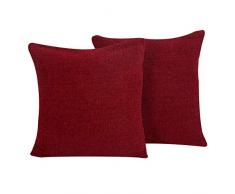 RAJRANG BRINGING RAJASTHAN TO YOU Chenille Kissenbezüge Packung mit 2 bequemen blauen Dekokissenbezügen für Wohnkultur Schlafsofa Seite Autos Lauge weiche Feste gefärbte Couch 18 X 18 Zoll Maroon