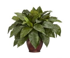 Nearly Natural Fast 6659 Bird Nest Farn mit Vase Natur Deko Silk Pflanze, Grün