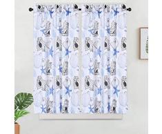 Haperlare 3-teiliges marokkanisches Küchen-Vorhang-Set, Küchen-Vorhänge und Volant für Café, Badezimmer, Spalier Design, Wohnzimmer-Vorhang-Sets, Polyester, blau, Tiers| 45 L