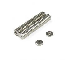 First4magnets F4MB14S-50 14mm Durchmesser x 3,5 mm Dicke X 3 c/Bohrung mm N42 Neodymmagneten Edelstahl Topf - 5,2 kg ziehen (Packung mit 50), silver, 25 x 10 x 3 cm