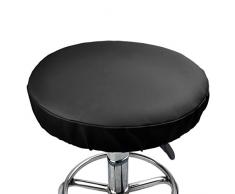 Enerhu 1 Stück Barhocker Rund Bezug Kunstleder Barhocker Bettüberwurf mit Polsterung/Kissen Wasserdicht schmutzfest Pure Color Balck(Cover Only, Not Include Stool)