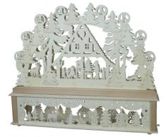 SchwibboLa KB 10-51 Erzgebirgischer Doppelt Beleuchteter Schwibbogen inklusive Erhöhung mit Zertifizierung, 52 x 42 cm 10-51