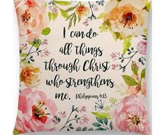 Linara Boutique Decor Überwurf Kissen Kissenbezug, Quadratisch, Sham für Couch, Sofa, Bett, Home Decor, Interieur Design, 45,7 x 45,7 cm (45 x 45 cm), Inspiration Serie. Philippians 4:13