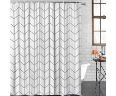 SUN-Shine Elegante Geometrische Vorhänge Dusche fischgratware, Polyester Bad Vorhang Mehltau Resistent und Wasserfest, Grau Weiß 72x78inches Grau