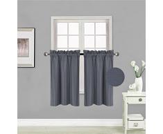 Elegant Home 2 Paneele, kleine Fenster-Vorhang, isoliert, blickdicht, kurzer Vorhang 71,1 cm B x 91,4 cm L für Küche, Bad oder jedes kleine Fenster # R5 (anthrazit)