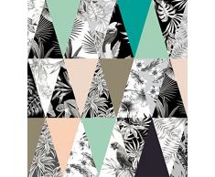 Myspotti LK-XL-1042 Fensterfolie Triangle Jungle statisch haftend, Kunststofffolie, schwarz/türkis/Rose/Mint/beige/transparent/bunt, 90 x 100 x 0,1 cm