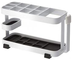 Wekity Zahnbürstenhalter, extra groß, Eisenmaterial, rutschfest, Badezimmer-Halterung, Tassen können auf beiden Seiten kopfüber und 10 Schlitze für Zahnbürste, Zahnpasta, Rasierer, Kamm, Gesichtsreiniger weiß