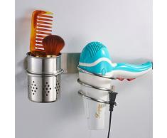 BigBig Home Multifunktional Gebläse Rack Fön Halter Edelstahl Nickel Gebürstet, Wand montiert Moderner Stil Haartrockner Regal, Bad Organizer Storage Zylindrische Tasse