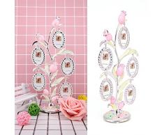QTMY Metall Familie Baum Rose Blume mit 5 Zum Aufhängen Bilderrahmen Collage Schreibtisch Ornaments