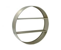 Benjara Rundes Wandregal aus Metall, 2 Etagen, silberfarben