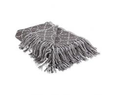 DII Moderne marokkanische Baumwolle Decke Überwurf mit Fransen für Stuhl Konzentrische Kreise 50x60 grau