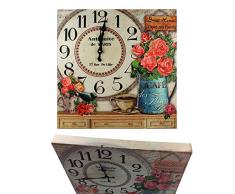 GMMH Wanduhr 40 x 40 cm Holz Küchenuhr Modern Paris Nostalgie XXL