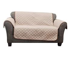 Quick Fit Reynold Loveseat Bezug aus Mikrofaser, wendbar, wasserabweisend, mit Taschen, Schokoladenbraun, Schokolade-Natur, 88x70.5