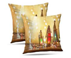 LALILO Glam Kissenbezüge, Laterne, Winterwald, schöne doppelseitige Muster, Kissenbezug für Dekoration, Sofakissen, Heimbett, 40,6 x 40,6 cm 20 x 20 Set of 2 Color 15