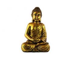 Urban Trends Kunstharz Figur meditierend Buddha in Dhyana Mudra-mit abgerundeten Ushnisha MD Glasur Finish, Antik Gold