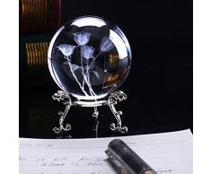 HDCRYSTALGIFTS Kristallkugel mit versilbertem Blumenständer, 60 mm Style*8