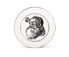 K&K Interiors Salatteller aus Keramik, mit Weihnachtsmann-Motiv, 21 cm, Weiß