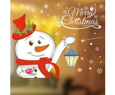 LONGTEN Longen Fenster-Aufkleber für Fenster, Schneemann, Schneeflocke, Abnehmbarer Vinyl, Weihnachtsbaum, DIY Wand Fenster Tür Wandaufkleber für Vitrinen