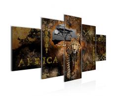 Bilder Afrika Wandbild 200 x 100 cm Vlies - Leinwand Bild XXL Format Wandbilder Wohnzimmer Wohnung Deko Kunstdrucke Braun 5 Teilig - MADE IN GERMANY - Fertig zum Aufhängen 022651a