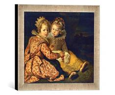 Gerahmtes Bild von Cornelis de VOS Magdalena und Jan-Baptist de VOS, die Kinder des Malers, Kunstdruck im hochwertigen handgefertigten Bilder-Rahmen, 30x30 cm, Silber Raya