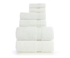 8 Stück Türkisch Luxus Türkische Baumwolle Handtuch-Set, umweltfreundlich, 2 Badetücher, 2 Handtücher, 4 Kleider waschen quadratisch Wide Border-white