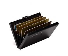 EASTNIGHTS samuilowitsch Frid Edelstahl Herren Kreditkarte Halter Frauen Metall Bank Card Case Id Card Box Travel Wallet Brush Black