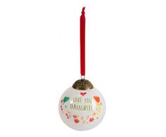 Pavillon Gift Company Glasornament A Mothers Love You Daughter, Blumenmuster, Weiß
