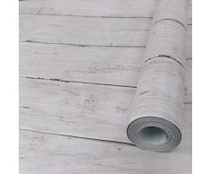 Abyssaly Holz-Kontaktpapier, 45 x 28 cm, selbstklebend, ablösbar, zum Abziehen und Aufkleben von Tapeten, dekorative Wandverkleidung, Vintage-Holzplatte, Innenfolie, hinterlässt keine Spuren, leicht zu reinigen 17.71 In X 118 In Weißes Holz