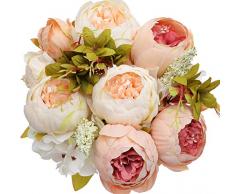 Kimuras Cabin Vintage Künstliche Pfingstrosen Seidenblumen gefälschte Pfingstrosen Blumensträuße für Zuhause Hochzeit Party Dekoration hellrosa Farbe