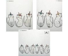 SWEDEdishcloths Gemischte Caticorn Geschirrtücher, 3 Stück, je 1 Stück, umweltfreundlich, saugfähig, Wiederverwendbare Reinigungstücher