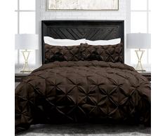 Sleep Wiederherstellung Pinch Falte 3-teilig Luxus Gänsedaunen Alternative Tröster Set – PREMIUM Hypoallergen All Season Pintuck Style Bettbezug Set, schokoladenbraun, Twin/Twin XL