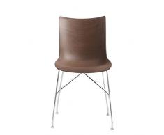 Kartell P/Wood Stuhl dunkles Eschenholz chrom