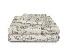 SUN WASHED Sonnenwaschbar, 100% Baumwolle, 170 g/m², Flanell, superweich, warm und flauschig, 4-teiliges Bettwäsche, bis zu 40,6 cm Tiefe Tasche. Twin Blumenmuster mit Rosenkranz