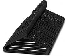 Kleiderbügel aus schwarzem Kunststoff, 60 Stück, dicker robuster Rahmen für Kleidung, Mäntel, Kleider, Hosen und T-Shirts, integrierte Haken zum Aufhängen, glattes Gewebesicheres Finish, umweltfreundlich