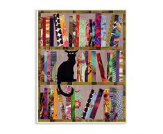 Stupell Industries Bücherregal Katze Collage modernes Design Schilder und Plaketten, Mehrfarbig
