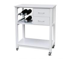 Premier Housewares Rollwagen für die Küche mit weißem Furnier 86x70x40 cm, Kiefernholz, 40x70x86