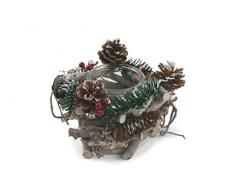 Villa d‘Este Home Tivoli 2423149 Tallin Teelichthalter mit Glas, Holz, Stahl/Silber, Einheitsgröße