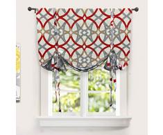 DriftAway Alexander Spiral-Geo-Spalier Muster Raffgardine Raumverdunklung Thermoisolierte Verdunklungsfenster Verstellbarer Luftballon-Vorhang für kleine Fensterstangen 45x63 rot/grau