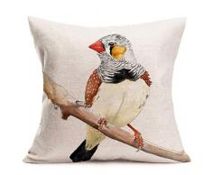 Smilyard Vintage Animal Überwurf-Kissenbezug, rote Vögel mit Uhr, dekorative Kissenbezüge, Baumwollleinen, Love-Dekokissenbezug für Zuhause, Sofa, Couch Bett, 45,7 x 45,7 cm 18 X 18 Bird-2