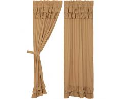 VHC Farmhouse Vorhänge, einfache Lebensstab-Tasche, Baumwoll-Leinen-Mischung, zum Aufhängen, Leinen, einfarbig, 1 Paar, Khaki