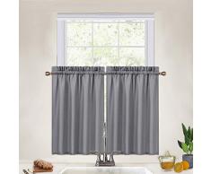 CAROMIO Küchen-Vorhang, gewebt, strukturiert, gewebt, für Café, Badezimmer, Fenster, Vorhänge und Größen Modern Tiers|36 L grau