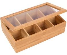 30,5 cm Bambus 8-section Tee Aufbewahrungsbox mit aufklappbaren klar Deckel von Marken-INNOVATIONEN