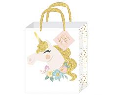 American Crafts 353781 Geschenktüte mit großem Einhorn, multi, Einheitsgröße