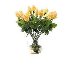 Best Seller Echt Latex Feuchtigkeitsspendende Aritificial Blumen Rosen von True Touch und Natur für Hochzeit/Home Blume Rose Decor oder als eine Künstliche Blumenstrauß an Frau/Mutter/Freunde/Valentine s Day 12 Champagne1