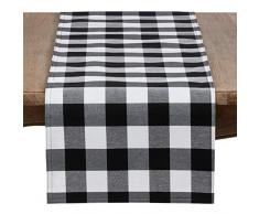 SARO LIFESTYLE Bettläufer aus Baumwolle und Polyester-Mischgewebe, kariert 70 x 180 schwarz