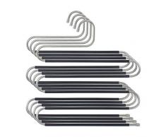 STAR-FLY 4 Stück Mehrzweck-Hosenbügel aus Edelstahl für Schrankorganisation, Kleiderbügel, platzsparendes Aufbewahrungsregal, 5 Lagen. 4-Pack